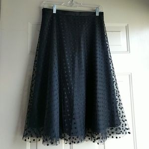 Space 46 Polka Dot Lace Tulle Midi Skirt